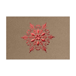 Holiday Greeting Cards - Red Embossed Snowflake Recycled 